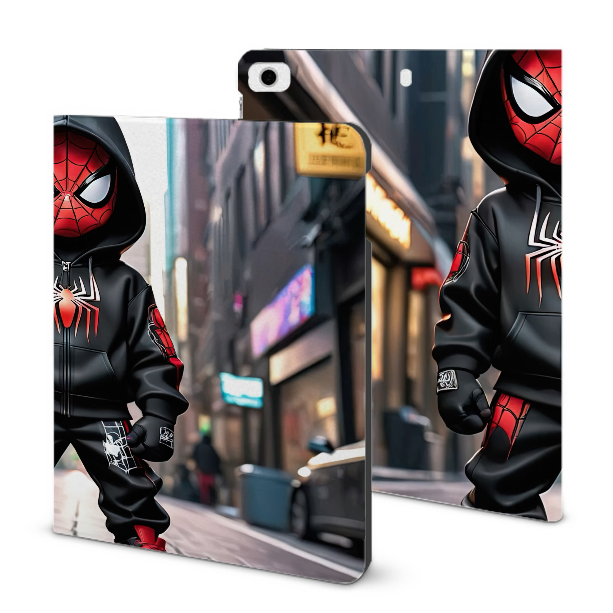 （画像用） Spider Man スパイダーマン IPad ケース ブック型 PUレザー TPU 耐衝撃 軽量 薄型 ペン収納なし 全面保護 IPad 各モデル対応